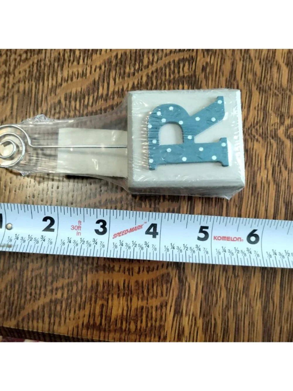 Letter R Picture Holder Name Card Stand Office Desk Display Gray Blue
